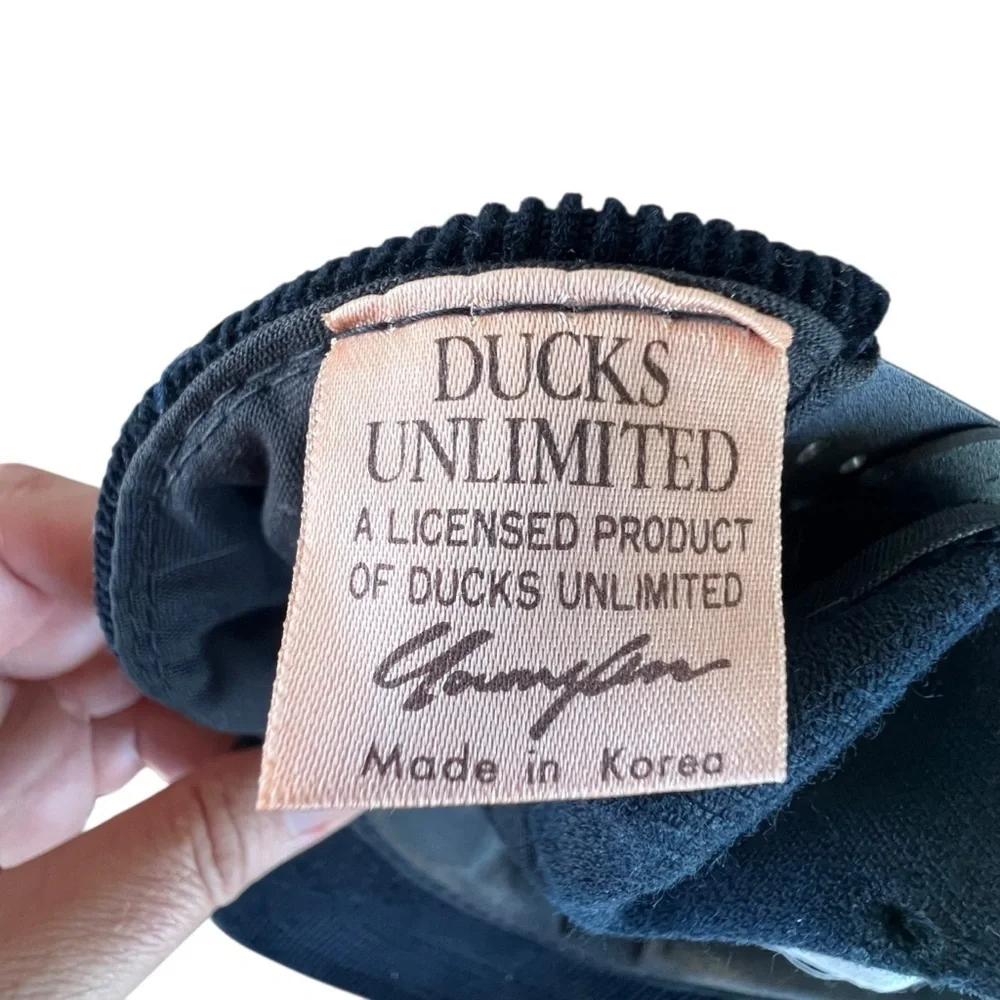 Vintage Ducks Unlimited Black Corduroy Rope SnapBack Hat Embroidered Logo Korea